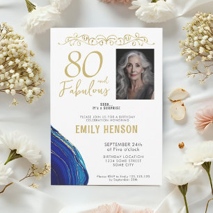 80 und Fabulous Gold Ornament 80. Geburtstag Foto  Einladung