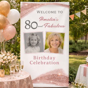 80 und Fabulous Rose Gold Geburtstags-Willkommensf Banner
