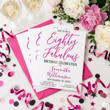 80 und Fabulous Schriftzug Rosa Schwarz 80. Geburt