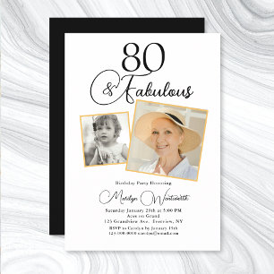 80 und Fantastisch 80. Geburtstag Schwarz Schrift Einladung