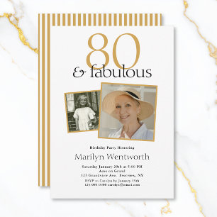 80 und Fantastisch 80. Geburtstag Typography 2 Fot Einladung