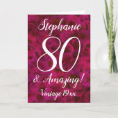 80 und Phantastische Abstrakte Rote Rose Geburtska Karte (Vorderseite)