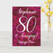 80 und Phantastische Abstrakte Rote Rose Geburtska Karte (Gelbe Blume)