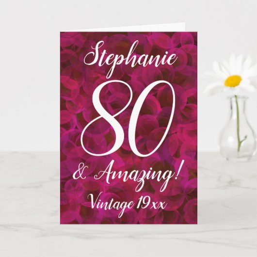 80 und Phantastische Abstrakte Rote Rose Geburtska Karte (Kleine Pflanze)