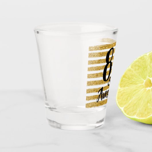80 und Phantastische Gold Imitate Glitzer Stripe C Schnapsglas (Links)