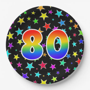 80. Veranstaltung: Bold, Fun, Colorful Rainbow 80 Pappteller