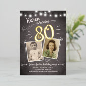 80. Vintag Retro Foto Achtzig Überraschung Geburts Folieneinladung (Stehend vorne)