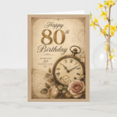 80. Vintage-Geburtstag Karte (Gelbe Blume)