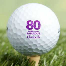 80 VOR-ever Fabulous 80. Geburtstag Purple Flowers Golfball