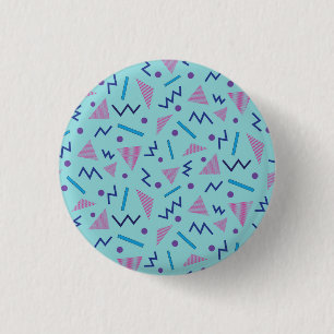 80er 90er Memphis-Stil geometrisch blau   Button