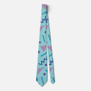 80er 90er Memphis Stil geometrisch blau  Krawatte