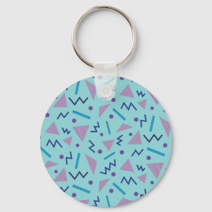 80er 90er Memphis-Stil geometrisch blau   Schlüsselanhänger