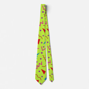 80er 90er Memphis-Stil geometrisch gelb Krawatte