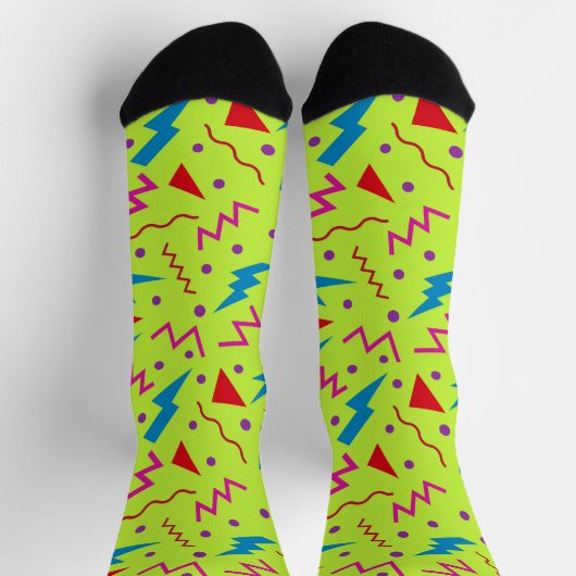 80er 90er Memphis-Stil geometrisch gelb Socken (Oben)