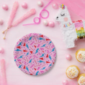 80er 90er Memphis-Stil geometrisch Pink  Pappteller (Party)