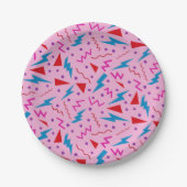 80er 90er Memphis-Stil geometrisch Pink  Pappteller (Vorderseite)