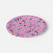 80er 90er Memphis-Stil geometrisch Pink  Pappteller (Schrägansicht)