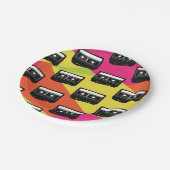 80er 90er Neon Tween Party Pappteller (Schrägansicht)