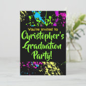 80er 90er Paint Spritzer Graduation Party Einladung (Stehend Vorderseite)