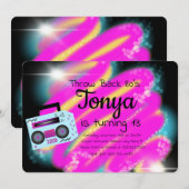 80er 90er Party Airbrush Vintag BoomBox-Zurückwerf Einladung (Vorne/Hinten)