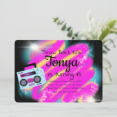 80er 90er Party Airbrush Vintag BoomBox-Zurückwerf Einladung (Stehend Vorderseite)