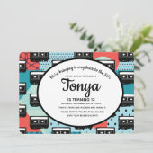 80er 90er Party Retro Cassette Throw Back Einladun Einladung (Stehend Vorderseite)