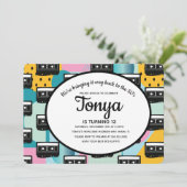 80er 90er Party rosa Collage Kassette Kassette zur Einladung (Stehend Vorderseite)