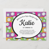 80er 90er Pink Comic Super Hero Zurückwerfen Einladung (Vorderseite)