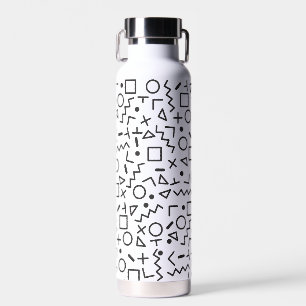 80er 90er Schwarz-Weiß-Retro-Formenmuster  Trinkflasche