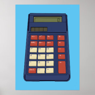 80er 90er Taschenrechner Mathe Schule Nostalgie Poster
