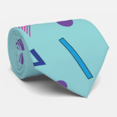 80er 90s Memphis-Stil geometrisch blau Krawatte (Gerollt)