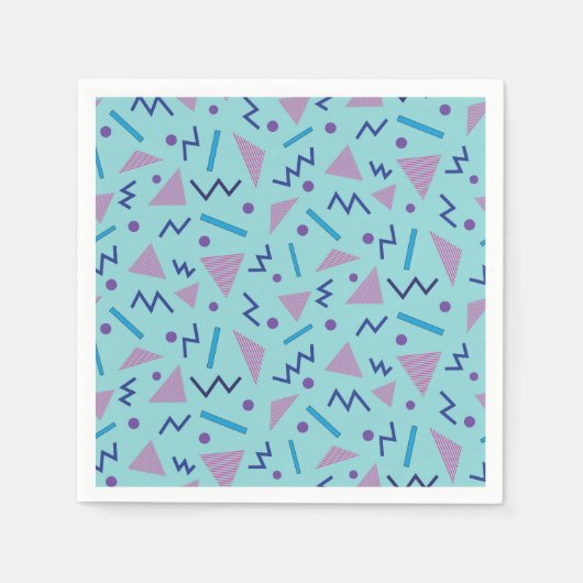 80er 90s Memphis-Stil geometrisch blau Serviette (Vorderseite)