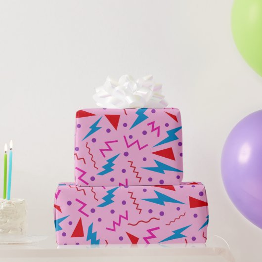 80er 90s Memphis-Stil geometrisch Rosa Geschenkpapier (Partygeschenke)