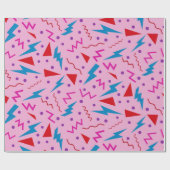 80er 90s Memphis-Stil geometrisch Rosa Geschenkpapier (Flach)