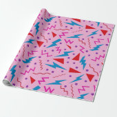 80er 90s Memphis-Stil geometrisch Rosa Geschenkpapier (Ungerollt)