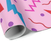80er 90s Memphis-Stil geometrisch Rosa Geschenkpapier (Rolleneckpunkt)