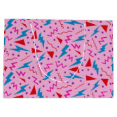 80er 90s Memphis-Stil geometrisch Rosa Große Geschenktüte (Rückseite)