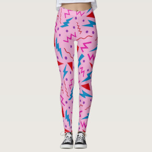80er 90s Memphis-Stil geometrisch Rosa Leggings