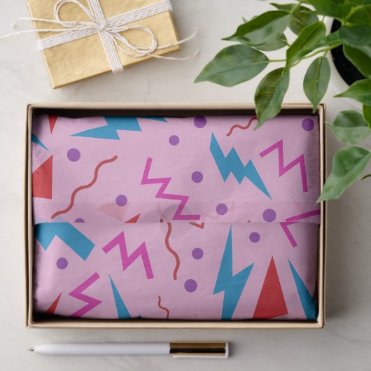 80er 90s Memphis-Stil geometrisch Rosa Seidenpapier (Geschenk)