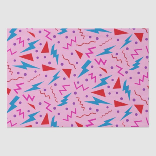 80er 90s Memphis-Stil geometrisch Rosa Seidenpapier (Vorderseite)