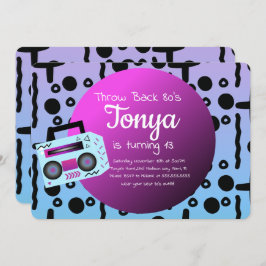 80er 90s Party Ombre Vintag BoomBox-Zurückwerfen Einladung
