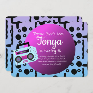 80er 90s Party Ombre Vintag BoomBox-Zurückwerfen Einladung