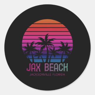 80er 90s Retro Colors Jacksonville Florida Urlaub Runder Aufkleber