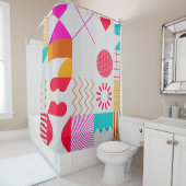 80er-90s Trendy Geometric Background Duschvorhang (Beispiel)