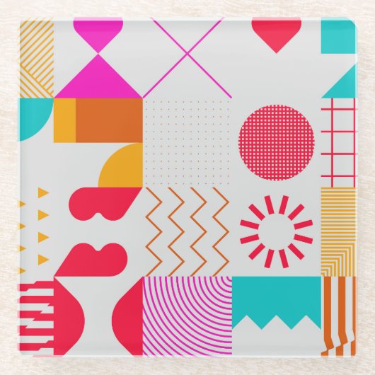 80er-90s Trendy Geometric Background Glasuntersetzer (Vorderseite)