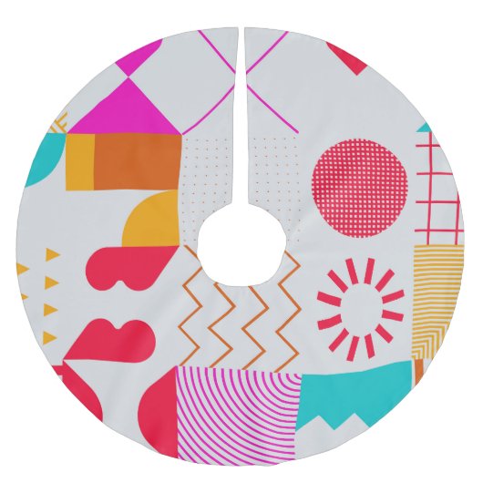 80er-90s Trendy Geometric Background Polyester Weihnachtsbaumdecke (Vorderseite)