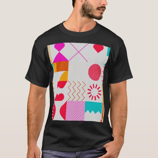 80er-90s Trendy Geometric Background T-Shirt (Vorderseite)