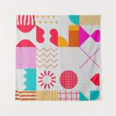 80er-90s Trendy Geometric Background Wandteppich (Vorderseite (Horizontal))