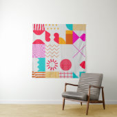 80er-90s Trendy Geometric Background Wandteppich (Beispiel (Horizontal))