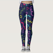 80er achtziger Retro-Neon-Memphis-Muster Leggings (Vorderseite)